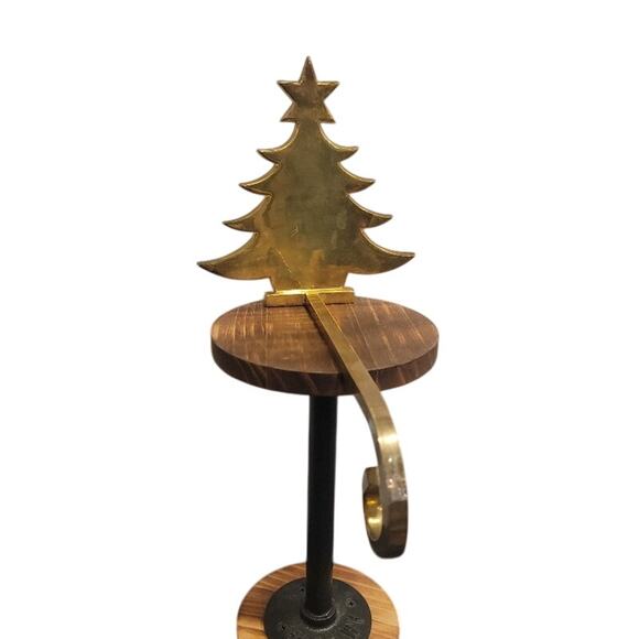 Vintage Christmas Tree Stocking Hanger Brass Mantel Holder Gold Weighted - Picture 5 of 9